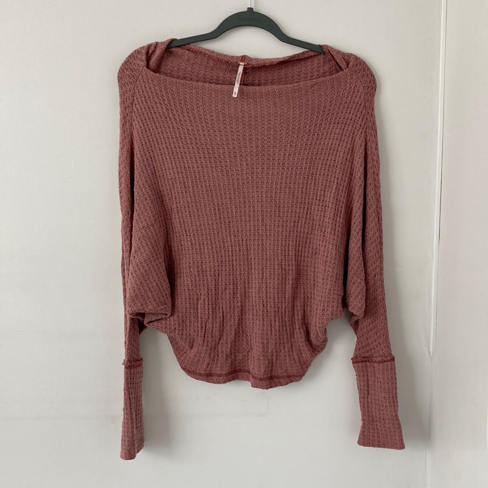 Free People Waffle Dolman Sweater Shirt